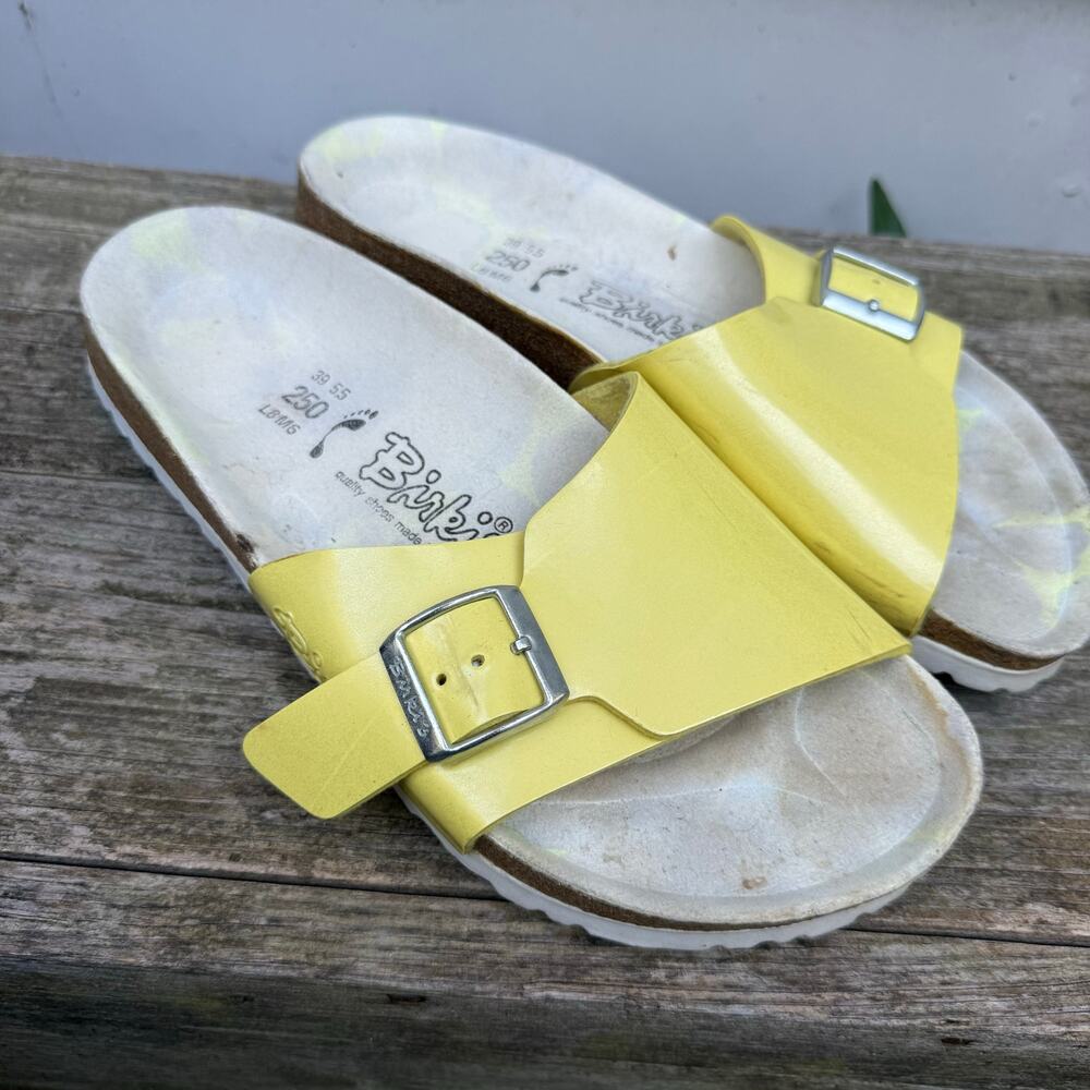 Birkenstock Birki's Catalina Buckle Slide Wide Strap Sandals Yellow 39 L8 M6